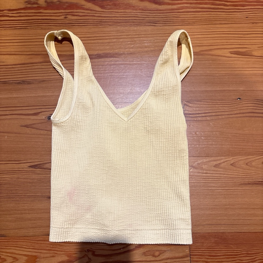 Nikibiki Light Yellow Ribbed Tank Top